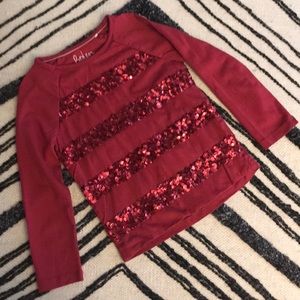 Mini boden sequin striped red top